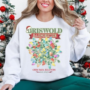 Griswold-verlichtingssweater, kerstverlichtingsshirt, kerstt-shirt jaren 80, kerstgezinsvakantie T-shirt, Griswold&#39;s Tree Farm-shirt