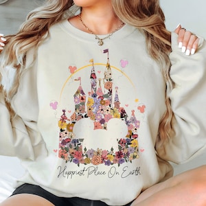 Floral Disneyland Tee, Happiest Place On Earth Shirt, Magic Kingdom Tee, Magical World T-shirt, Magical Kingdom Tee, Disney World Shirt