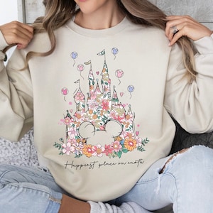 Happiest Place on Earth Shirt, Magic Kingdom Shirt, Disney Castle Floral Shirt, Magical World Shirt, Magical Kingdom, Disney World Shirt