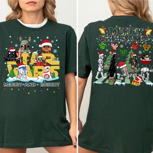 Disney Star Wars Merry Bright Shirt, Christmas Darth Vader Boba Fett Stormtrooper T-shirt, Disney Christmas Trip Sweatshirt, Christmas Tee