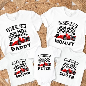 Fast One Pit Crew Birthday T-shirt, Two Fast Birthday Boy Tee, Car Race Birthday Shirt, First Birthday Party Outfit, Second Birthday Shirt