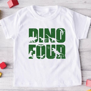 Dino Four Birthday Tee, Kids Birthday Party Sweatshirt, Fourth Birthday Shirt, Dinosaur 4th Birthday Tee, 4th Birthday Celebration Shirt