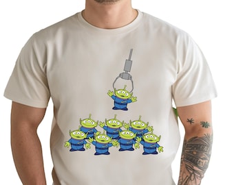 Funny Green Alien Shirt, Space Creature Group Tee, Cute UFO Character Sweater, Little Space Men Inspired Shirt, Cartoon Cosmic Alien Tee