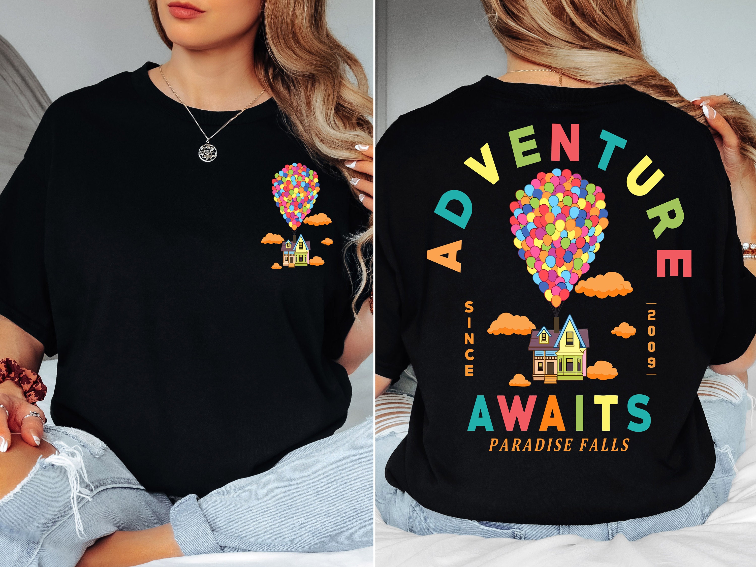 Disney Pixar Up Shirt, Adventure Since 2009 Tee, Adventure Awaits Rainbow Balloons Shirt, Up Movie T-Shirt, Paradise Falls Sweatshirt