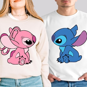 Stitch Couple T-shirt, Stitch and Angel Couple Shirts, Her