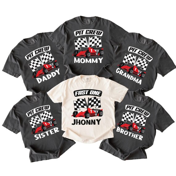 Fast One Pit Crew Birthday T-shirt, Two Fast Birthday Boy Tee, Car Race Birthday Shirt, First Birthday Party Outfit, Second Birthday Shirt