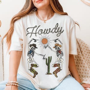Dancing Skeleton Howdy Shirt, Western Skeleton Shirt, Country Music Shirt, Skeleton Cow Girl Shirt, Nashville Skeleton Tee, Skeleton Couple