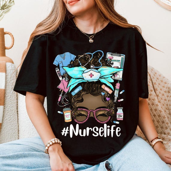 Afro American Nurse Life Shirt, Black Nurse Tee, Nursing