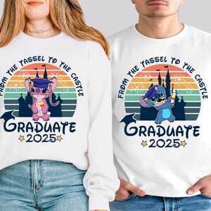 Stitch And Angel Graduation Shirt, von der Quaste zum Schloss T-Shirt, graduate 2025 T-Shirt, Disney Graduate Sweatshirt, Senior Class Shirt