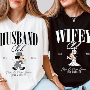 Disney Minnie Wifey Mickey Husband Shirt, Disney Wedding Party T-shirt, Mickey Minnie Couple Shirt, Disney Just Married Tee, Mrs Mr Shirt