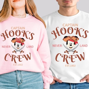 Mickey And Minnie Cruise Shirt, Captain Hooks Neverland Crew Est. 1802 Tee, Magic Kingdom Pirate Shirt, Cruise Tee, Disney Pirate Sweatshirt