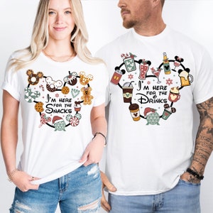 Disney Couple Tee, I&#39;m Here For The Snacks Sweatshirt, I&#39;m Here For The Drinks Shirt, Disneyland Epcot T-shirt, Disney Gingerbread Shirt