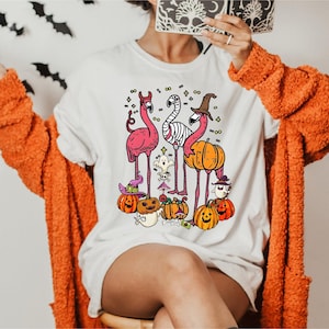 Flamingo Halloween Shirt, Flamingo Sweater, Flamingo Party T-shirt, Flamingo Lover Shirt, Halloween Tee, Spooky Season Tee, Trick or Treat