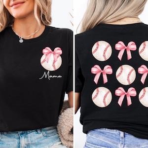 Custom Baseball Coquette Tee, Coquette Bows Shirt, Pink Baseball Coquette T-shirt, Baseball Mama Sweatshirt, Pink Bows Tee, Game Day Shirt