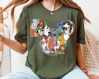 Dog Lover Mascot Friends Shirt, Cute Cartoon Dogs Tee, Theme Park Travel Hoodie, Funny Pup Besties Shirt