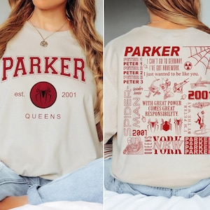Parker Est. Chemise Queens 2001, pull Marvel Avengers, chemise Peter Parker, T-shirt Spiderman, chemise Spider Hero, sweat Parker 2001