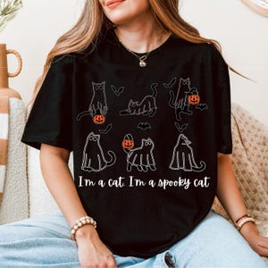 Cat Halloween Sweatshirt, Ghost Halloween Tee, Ghost Cat Shirt, Halloween Cat T-shirt, Spooky Season Shirt, Fall Tee, Halloween Party Shirt