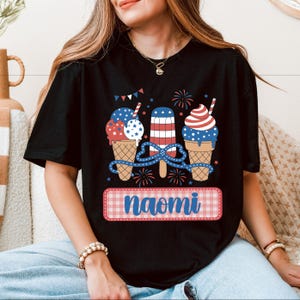 USA Ice Cream T-shirt, USA Flag Tee, Independence Day Sweater, Patriotic T-shirt, Memorial Day Shirt, 4th of July Hoodie, Ice Cream Shirt