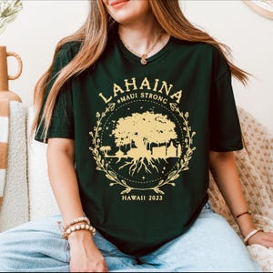 Maui Strong Shirt, Lahaina Strong Banyan Tree Golden Tee, Maui Support Fire Relief Hawaii Shoreline Hoodie, Fire Victim Fundraiser Gold Tee