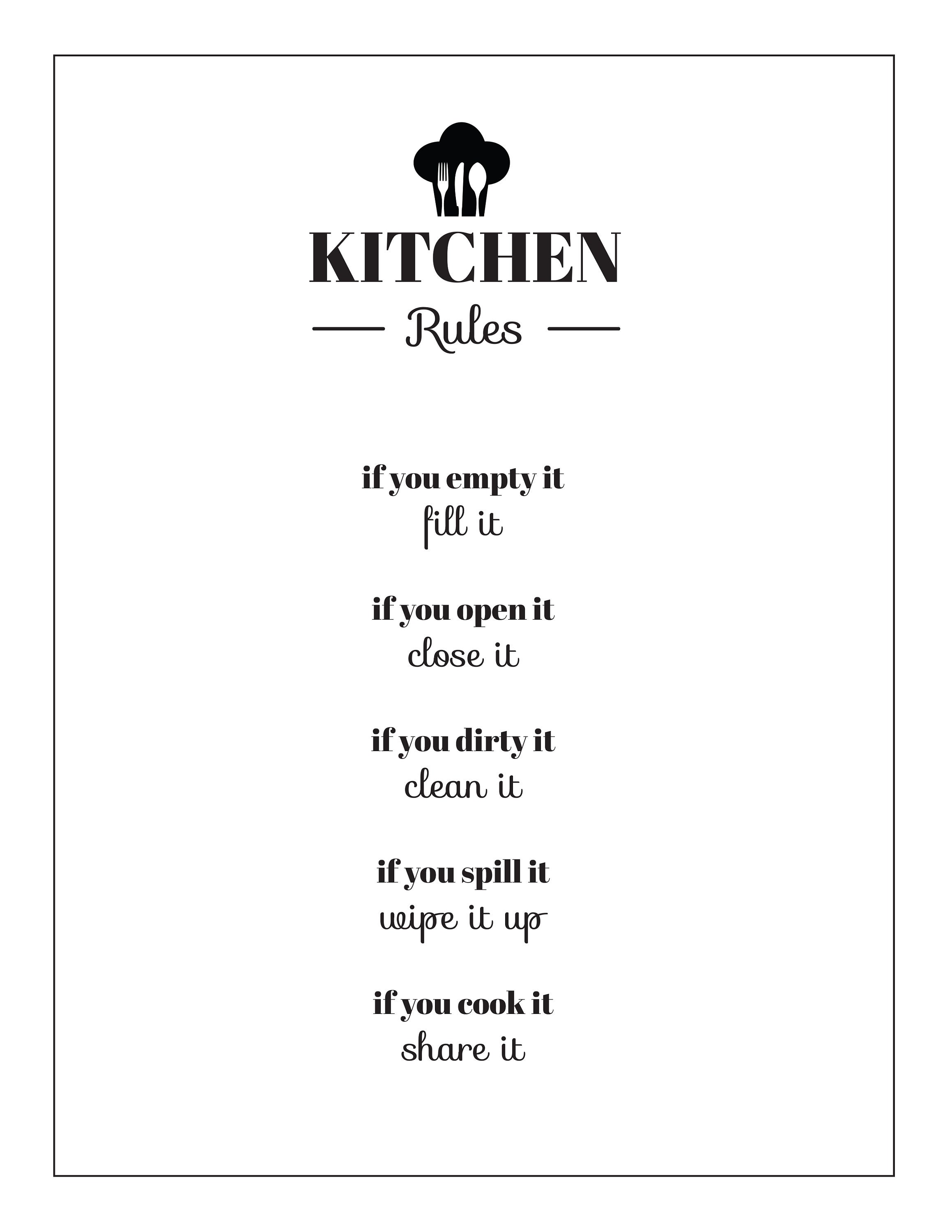 Printable Art Kitchen Decor Printable Kitchen Rules Sign Etsy