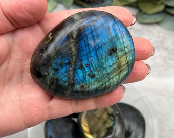 Labradorite Palm Stones, Large 3 Inch Grade A Palms from Madagascar, Choose Yours