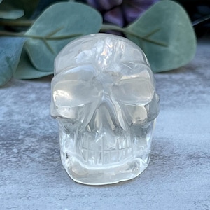 Clear Quartz Crystal Skull with Rainbows / 2 Inch Hand-Carved from Brazil