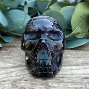 Dark Amethyst Brazilian Skull, 478g Hand-Carved Crystal Skull