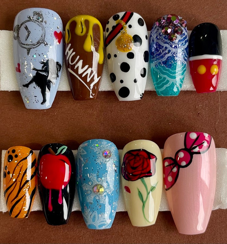 Disney Character Inspired Nails Press On Nails Custom Full Set image 2