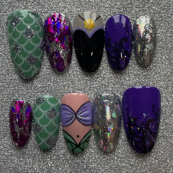 Disney The Little Mermaid Inspired Nails - Press On Nails - Custom Full Set