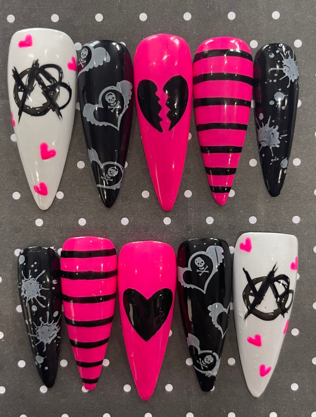 Yungblud Inspired Nails Press on Nails Custom Full Set Etsy