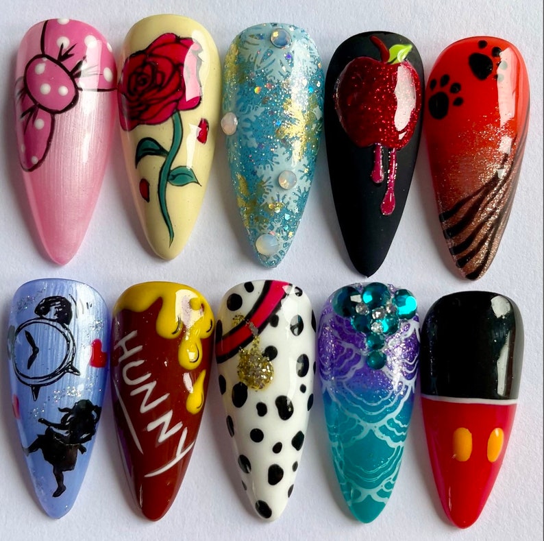 Disney Character Inspired Nails Press On Nails Custom Full Set image 1