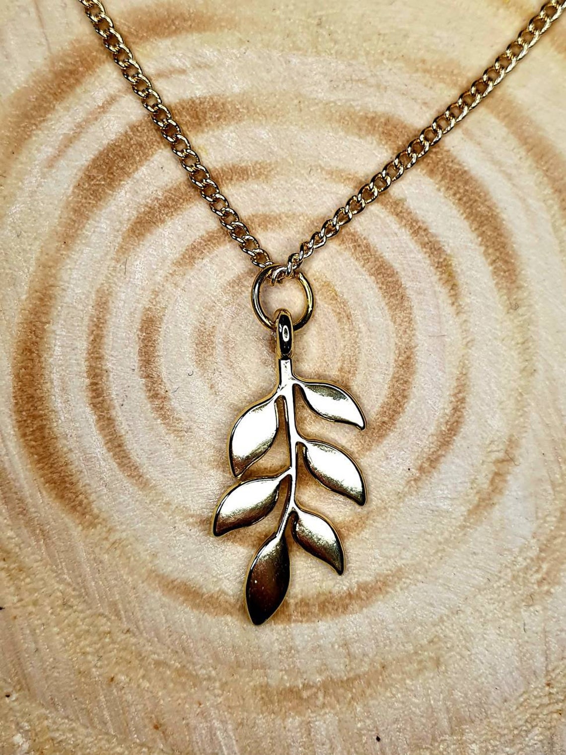 Olive branch leaf necklace gold plated laurel leaf Etsy