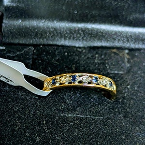 Sapphire and Diamond Ring 10K gold sz 7.5