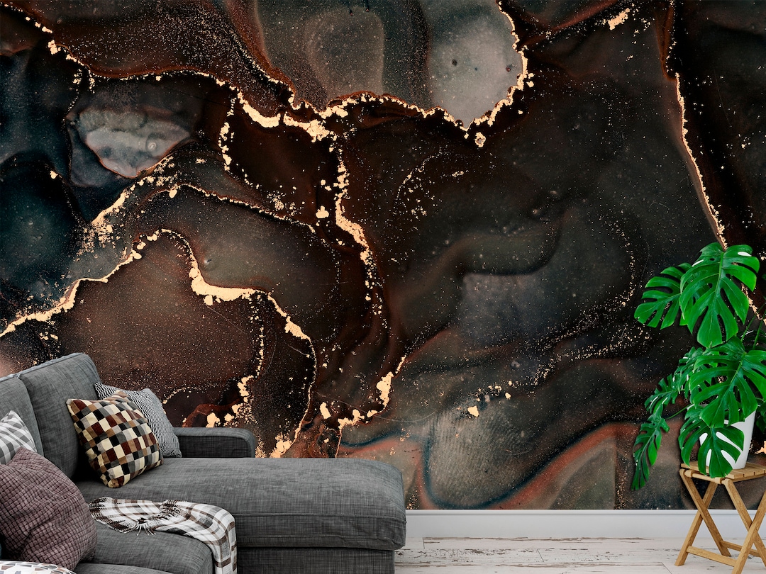 Brown Wallpaper Wall Mural Wallpaper Brown Marble Print, Brown Wall Art
