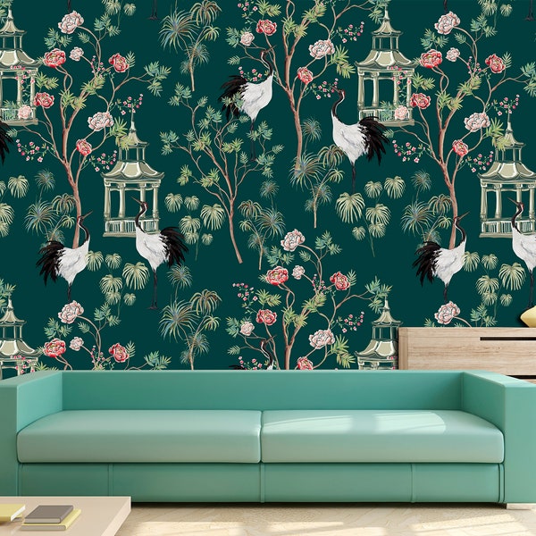 Green Crane Wallpaper Etsy