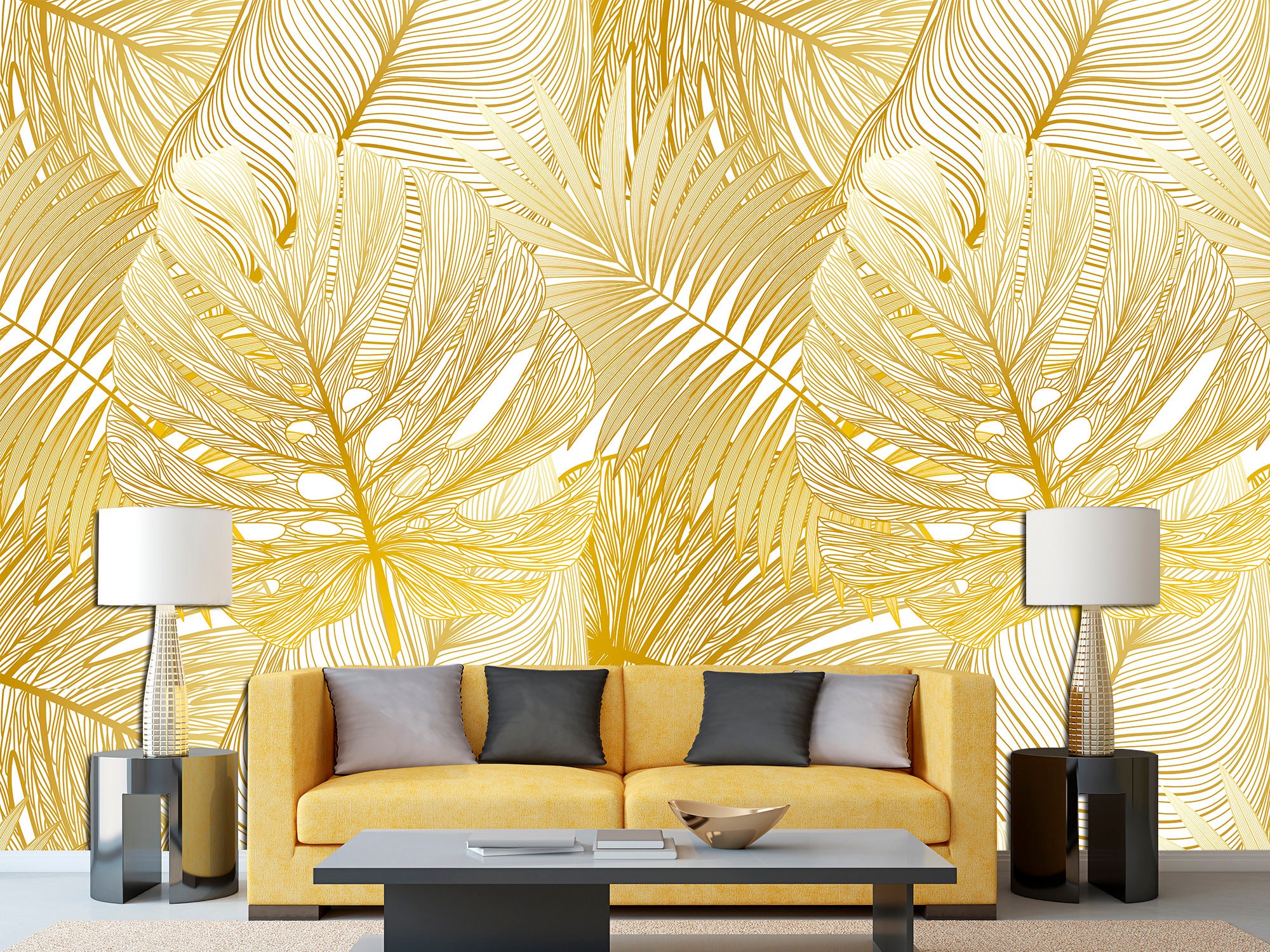 Luxury Wall Art Removable Wallpaper Gold Wall Decor Peel Etsy