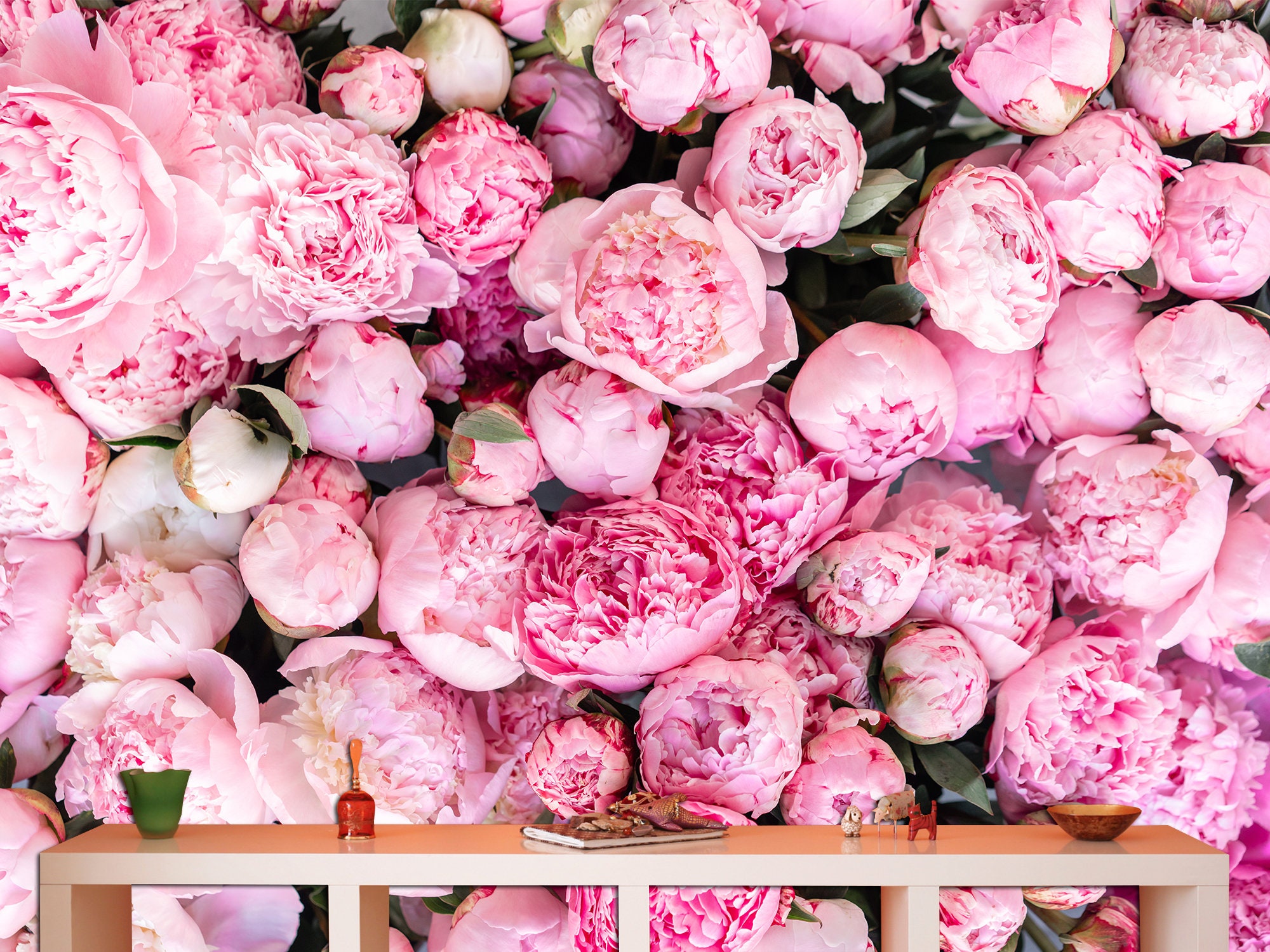 Peony Wallpaper Flower Wall Art Wall Mural Wallpaper - Etsy