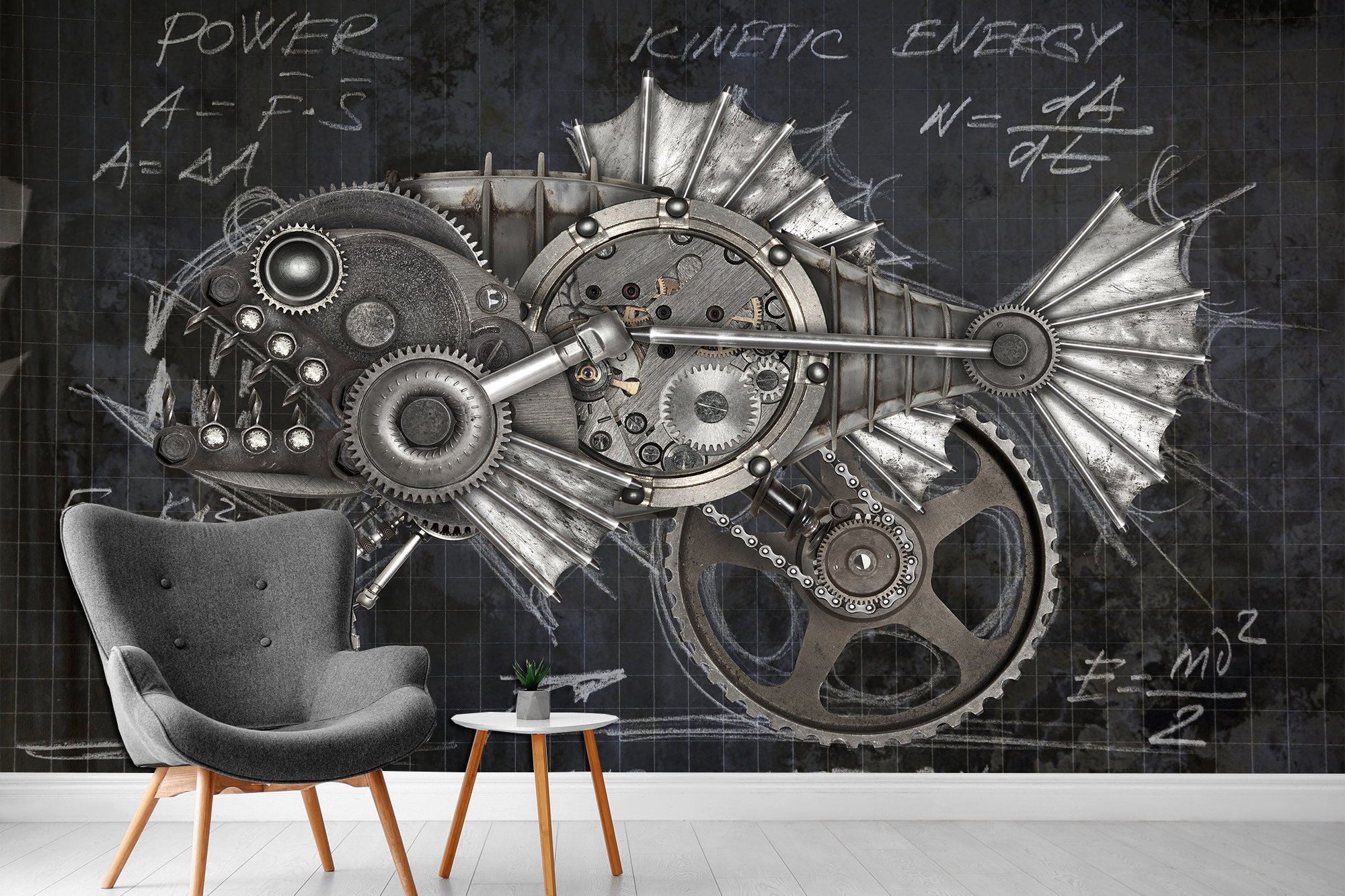 Steampunk Wallpaper Black and White Art Fantasy Art Print Etsy