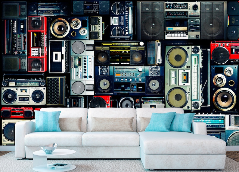 Boombox Wall Art Removable Wallpaper Music Studio Decor Music Etsy