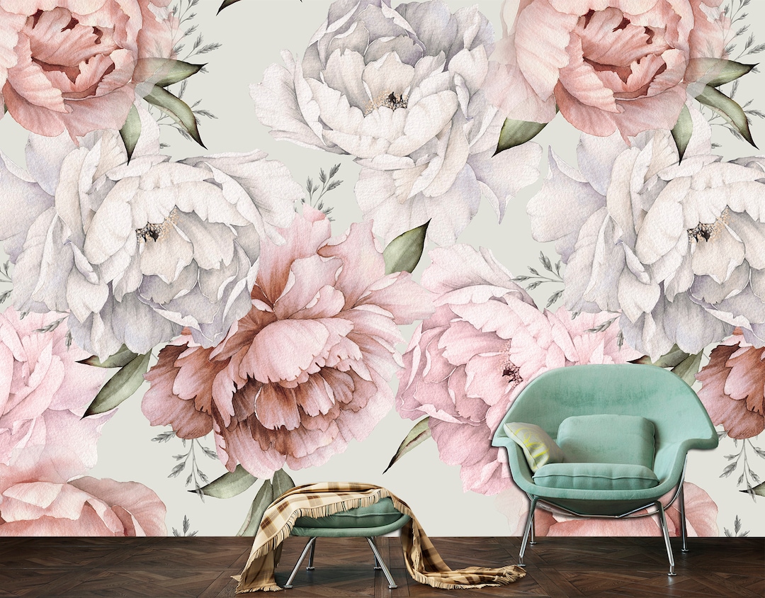Flower Wall Print Botanical Wallpaper Bohemian Wall Decor, Botanical