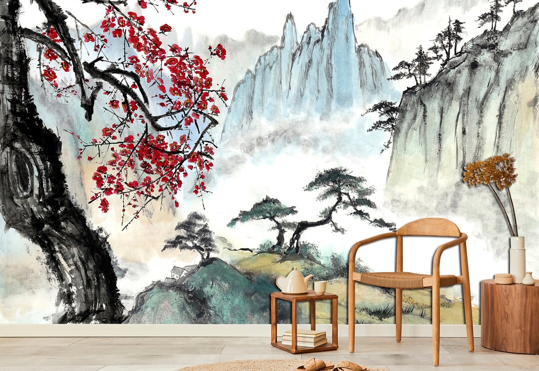 Japanese Wall Decor Removable Wallpaper Japanese Style, Asian Wall Art