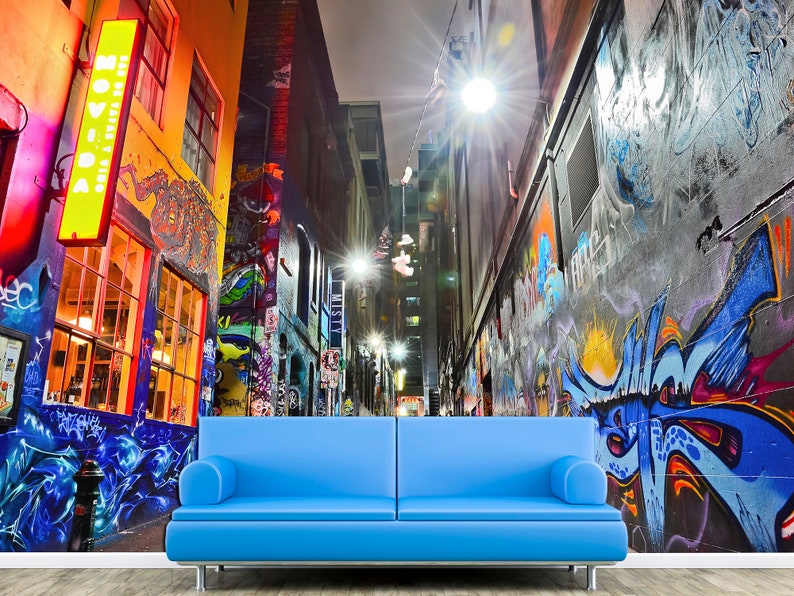 Graffiti Street Art Removable Wallpaper Graffiti Wall Decor Etsy