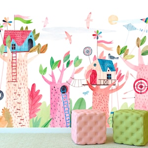 Lustige Tapete Kinderzimmer Deko Bunte Tapete, Spielzimmer Wand Deko Funky Tapete Kinderzimmer Tapete