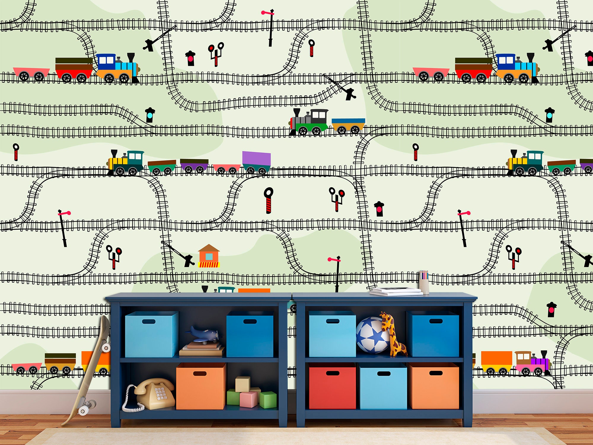 Train Wall Decor Kids Room Wallpaper Train Print Peel Stick Wallpaper