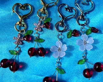 Cherry Blossom Bag Charm | Cherry Keychain | Cherry Accessory | Feeling Fruity | SomethingExtraLLC