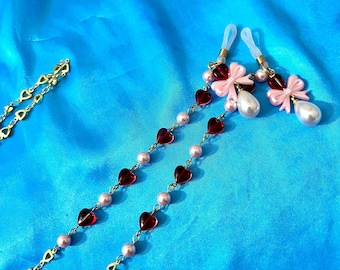 Lovey Dovey Eyeglass Chains | Heart Glasses Chains | Bow Eyeglass Chains | Heart Jewelry | SomethingExtraLLC