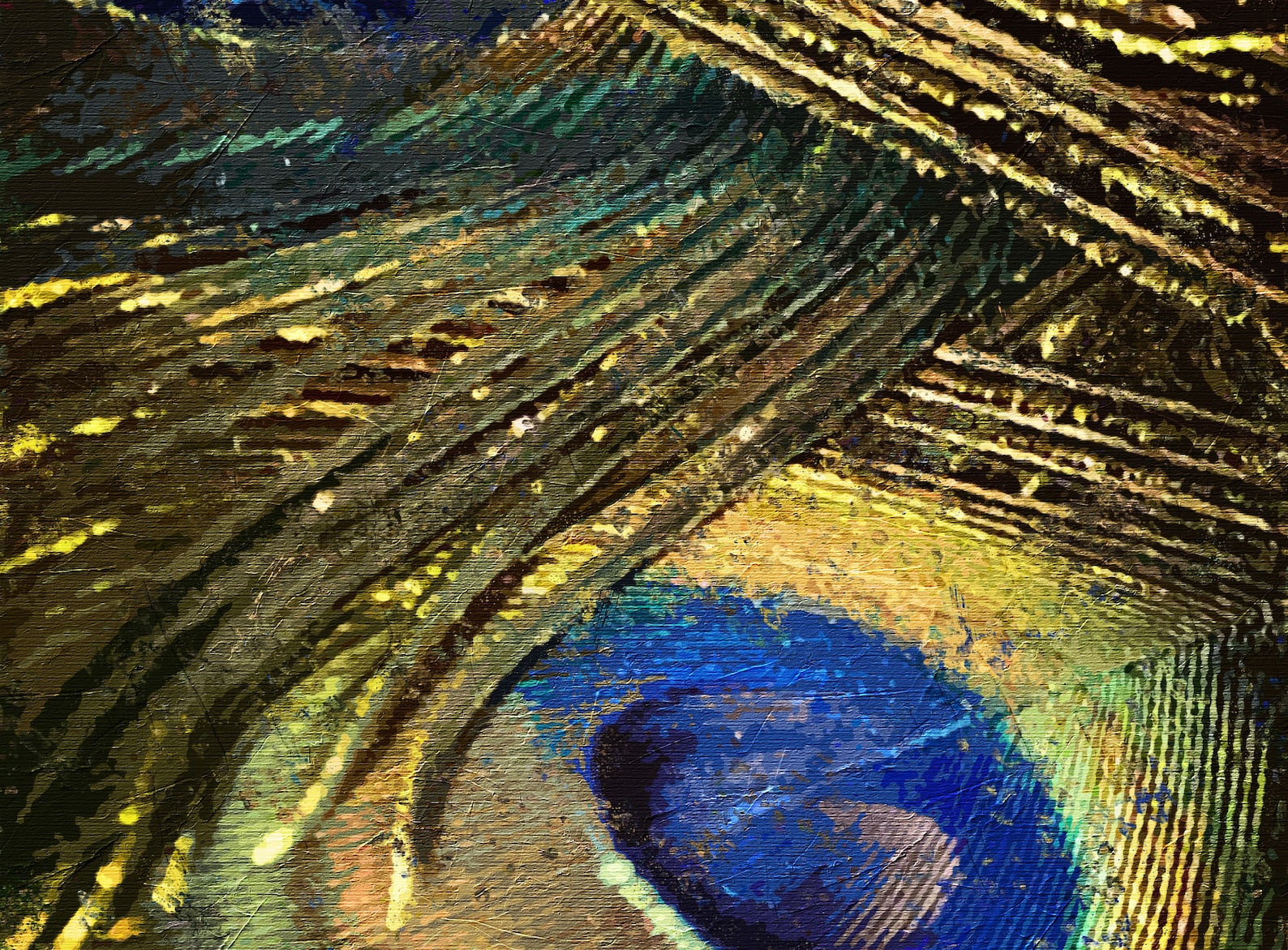 Peacock Abstract Painting Extra Large Abstract Peacock Tail Etsy