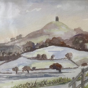 Glastonbury Tor/Original/Signed/Watercolour/Painting/Landscape/Susan Macey/Art/Home Decor