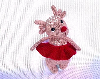 Deer PDF crochet pattern, doll reindeer, English German pattern deer, soft Amigurumi animal toy for Kids and Babys, Babygift deer, babytoy