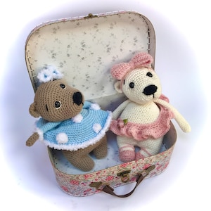 bear crochet pattern two in one, amigurumi bear doll english german, PDF file bear, crocheted toy, PDF bear eastergift, bear with dress,